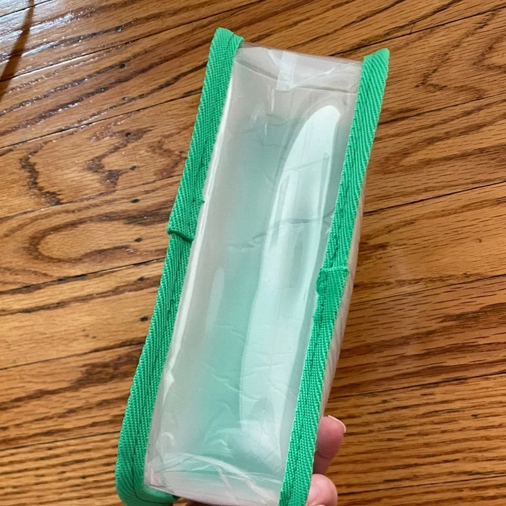 J crew Transparent Pouch with Green Trim